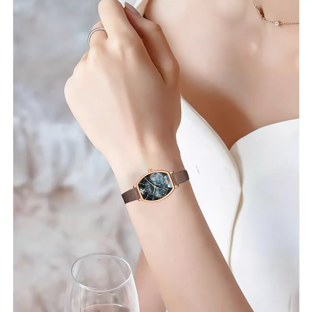 Jam Tangan Wanita Kulit Original Anti Air Tali Kulit Jam Anggun Santai Jam Tangan Cewek  Free BOX+Kartu