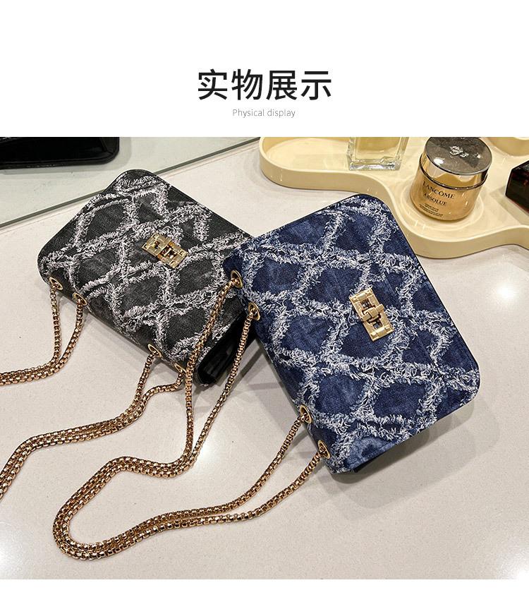 Product Introduction of 2024 New Fashion Women's Bag Trendy Denim Small Square Bag Single Shoulder Crossbody Chain Lock Buckle Ladies Bag 17