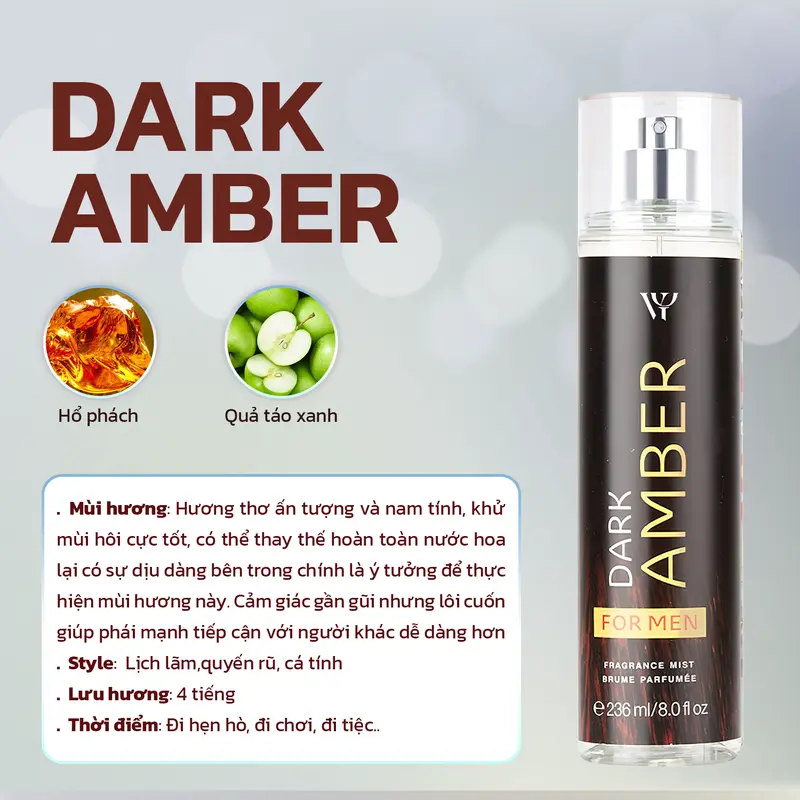 Xịt thơm body mist Nam 236ml cực nam tính , mạnh mẽ 3