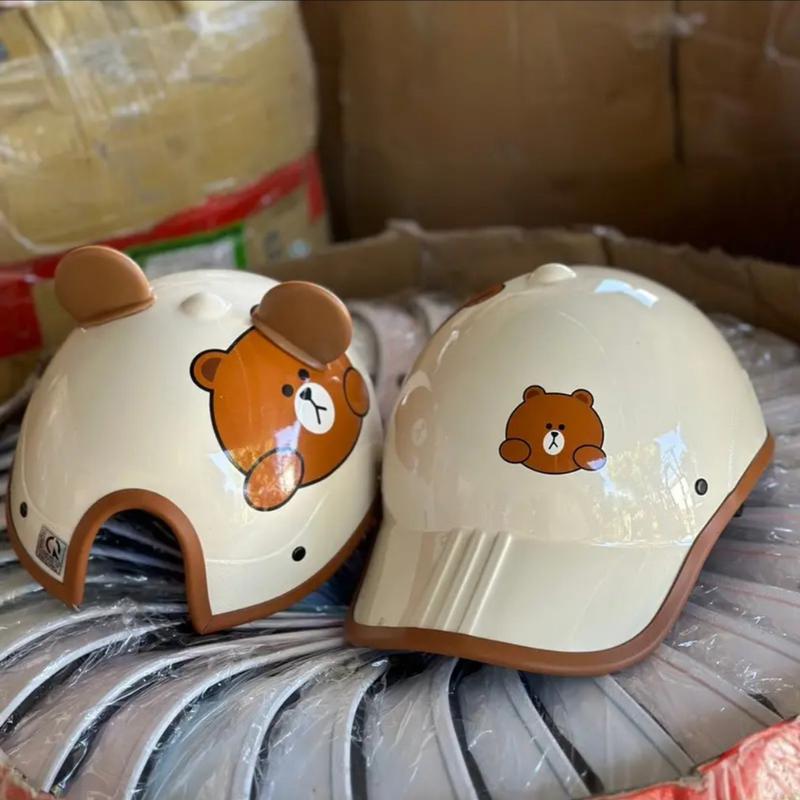  MŨ BẢO HIỂM NÓN KẾT GẤU NÂU SƠN BÓNG 