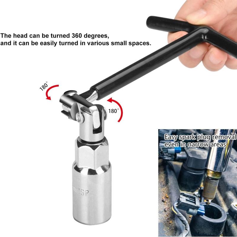 Car Spark Plug Socket Wrench Set, T-handle Car Spark Plug Wrench with 3-size Sockets, Universal Disassembly Tool for Car & Motorcycle 4