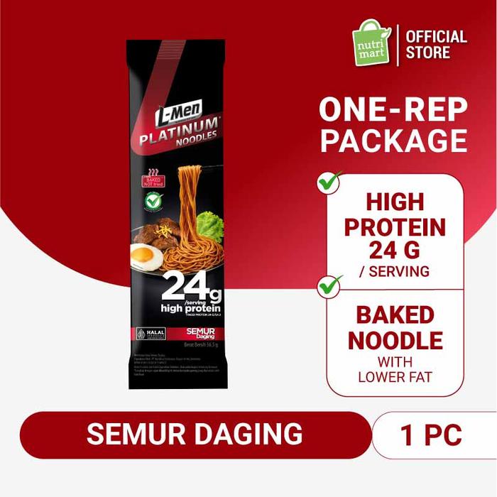 Gambar ONE-REP PACKAGE - L-Men Platinum Noodle Semur Daging Tinggi Protein 24g / saji - Mie Panggang Lebih Rendah Kalori & Garam dari Nutrimart Store Kota Administrasi Jakarta Utara Tokopedia