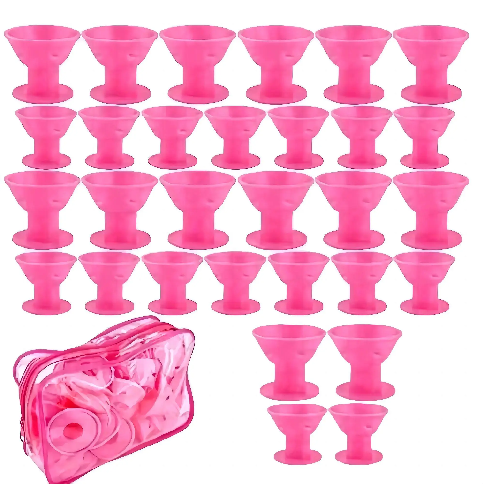 Heatless Hair Roller, 30pcs Silicone Hair Curler with Storage Bag, Hair Styling Tool for Women