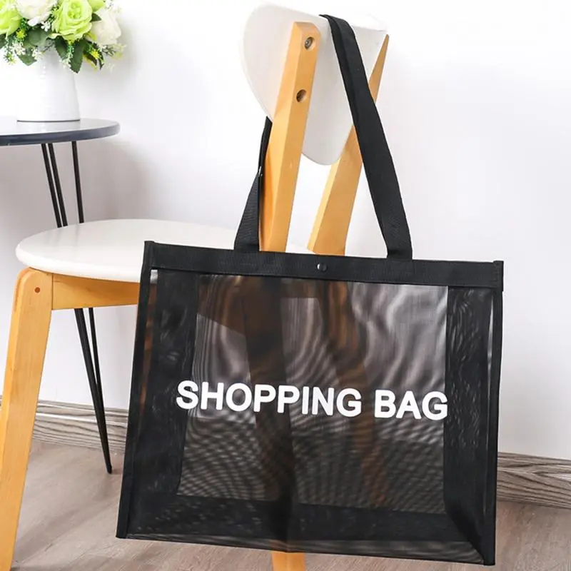 FreeHummingbird-Túi Mua Sắm Lưới Trong Suốt, Túi Đeo Một Bên Vai Sức Chứa Lớn, Thoáng Khí, Cho Du Lịch Bãi Biển 3