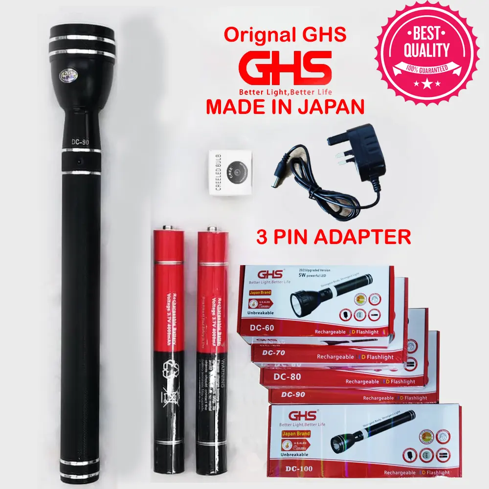 Rechargeable Torch GHS Japan - GHS ORIGNAL JAPAN DC60 DC70 DC80 DC90 DC100 G3 LED Torch Aluminium Torch Light Water Proof Torch - Heavy Duty Torch Light Portable Alloy touchlight Lighting Power
