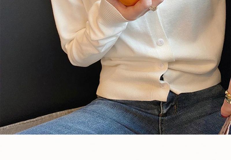 Product Introduction of Áo Cardigan Dệt Kim, Áo Khoác Phù Hợp Bên Ngoài Mỏng Mùa Thu, Dành Cho Nữ, Hàng Mới Về 2023, Áo Len, Ngắn Và Rộng, Màu Đen, Cổ Tròn, Áo Dài Tay 21