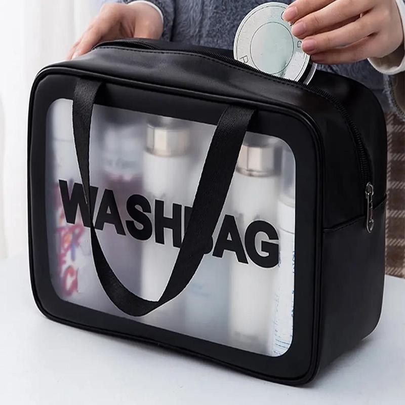 Translucent Makeup Bag with Handle, Portable & Dustproof & Large Capacity Cosmetics Storage Bag, Zipper Makeup Organizer Pouch, Wet & Dry Uses Storage Bag, Christmas Gift 8