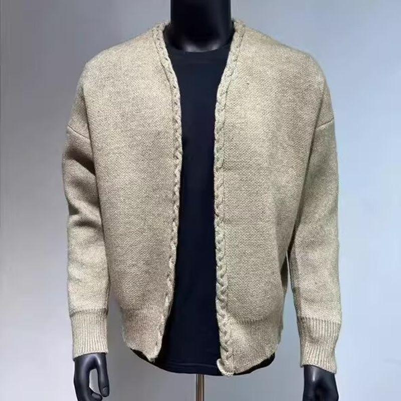 Áo Cardigan Dệt Kim, Ấm Cúng Và Dày Dặn, Dành Cho Nam Và Nữ, Vừa Vặn Ngoại Cỡ Và Dáng Rộng Rãi, Với Thiết Kế Cạnh Bện, Áo Mặc Bên Ngoài Mùa Đông Ấm Áp