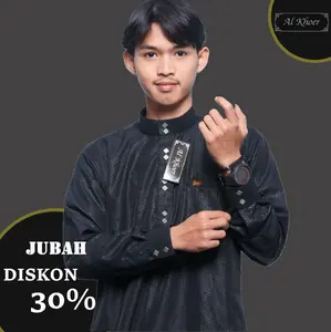 jubah pria muslim gamis pria 2024 termurah bahan embos lengan manset
