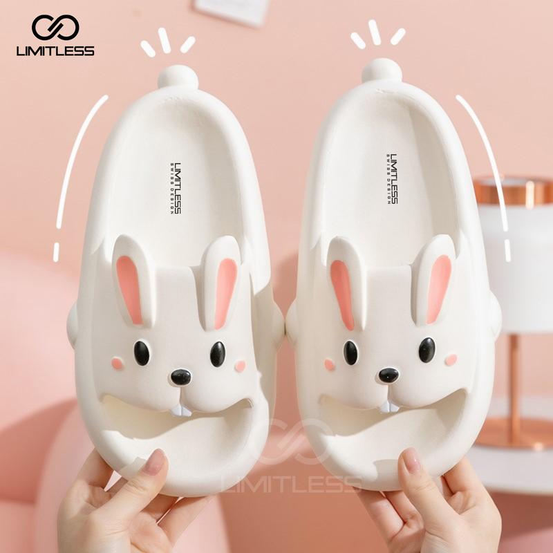 Limitless - Sandal Bunny Wanita Selop Rumah Sendal Slide Cewek Lucu Model kelinci Terbaru 2024 Black Pink - Size 30 - 41 Shoes Merah ( Jelly ) sandal  couple  ber2 3