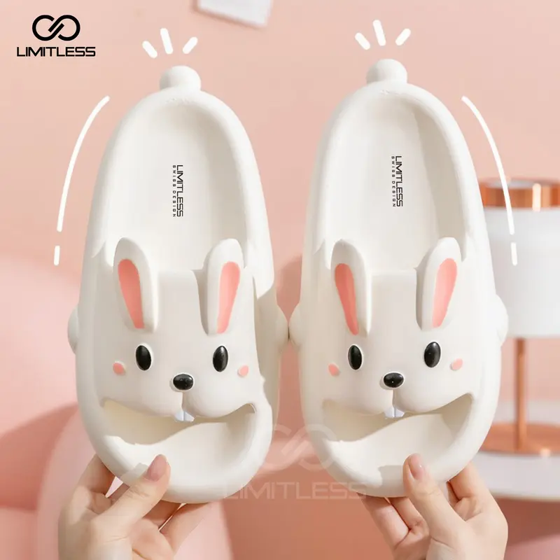Limitless - Sandal Bunny Wanita Selop Rumah Sendal Slide Cewek Lucu Model kelinci Terbaru 2024 Black Pink - Size 30 - 41 Shoes Merah ( Jelly ) sandal  couple  ber2 3