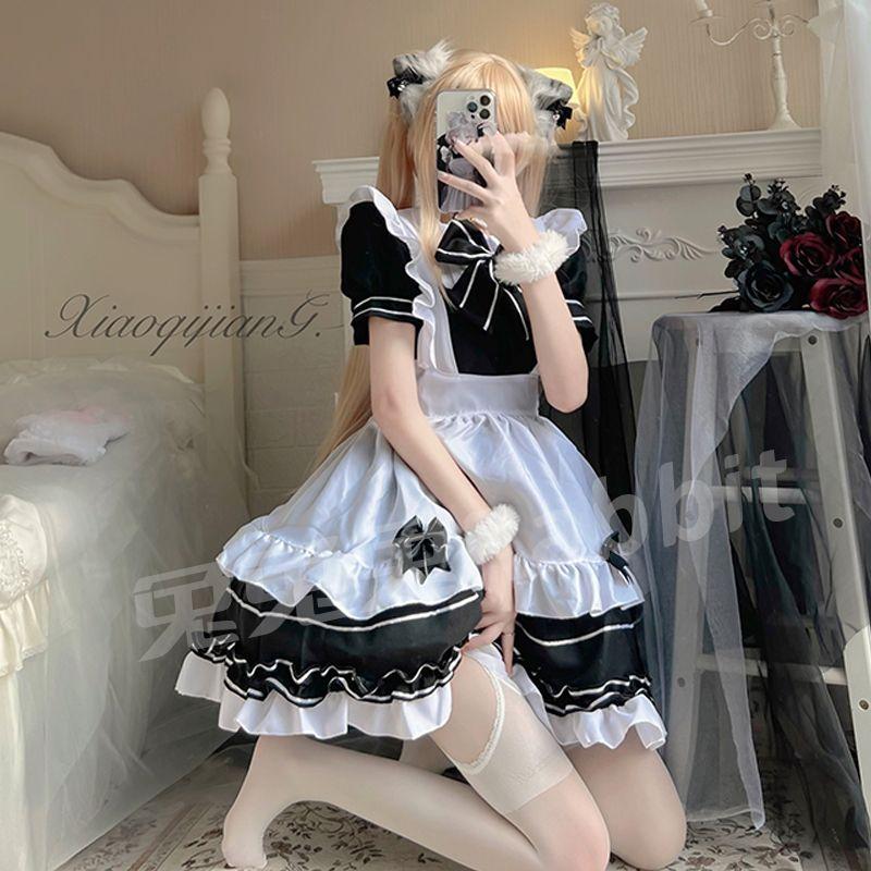 Đồng Phục Khuôn Viên Cho Nam Và Nữ, Trang Phục Hầu Gái, Cos, Váy Công Chúa Lolita Nhật Bản Màu Đen Và Trắng, Deacon, Mèo Dễ Thương 3