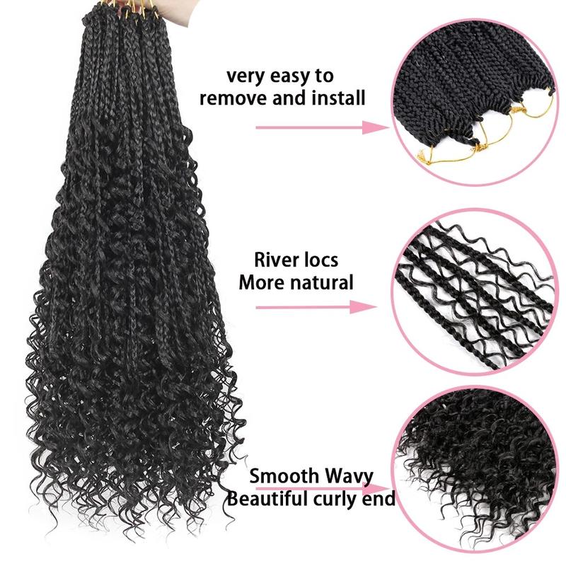 Product Introduction of European  Synthetic Fiber Wig Box Braids Bohemian Curly Air Three-Strand Braids Fly Crochet Hair Braids,Bathing Suits 2025 for Summer Beach Holiday, Valentine's Day Gift, Bikini Sets 0