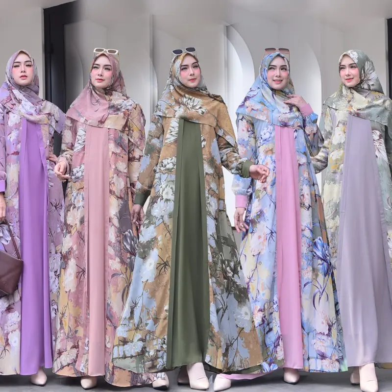 [sabia] faiqa dress set pasmina kotak ceruty 6