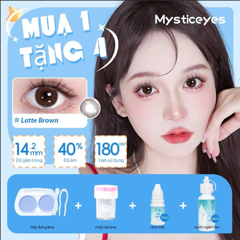[Mua 1 Tặng 4]MYSTICEYES kính áp tròng 14.0-14.5mm 1 Lens+1 Máy Rửa + 1 Nhỏ Mắt + 60ml Nước Ngâm Len +1 Hộp đựng Lens 3