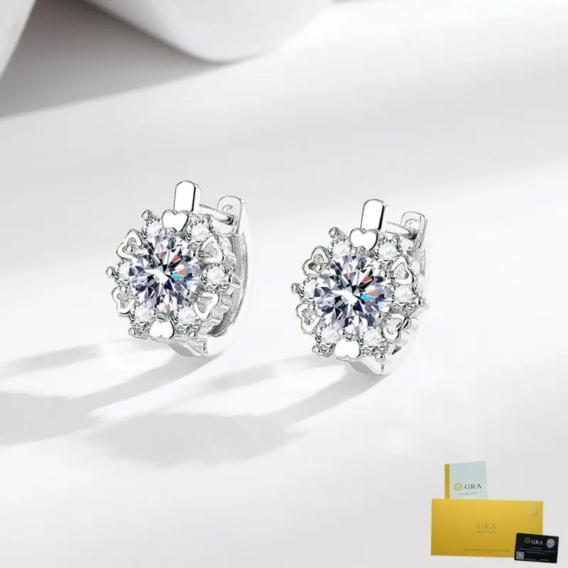 Hoa Tai Moissanite, Hàng Mới Về, Thời Trang, Dành Cho Nữ, Khóa Tai, Đồ Trang Sức Tai, Có Giấy Chứng Nhận Gra