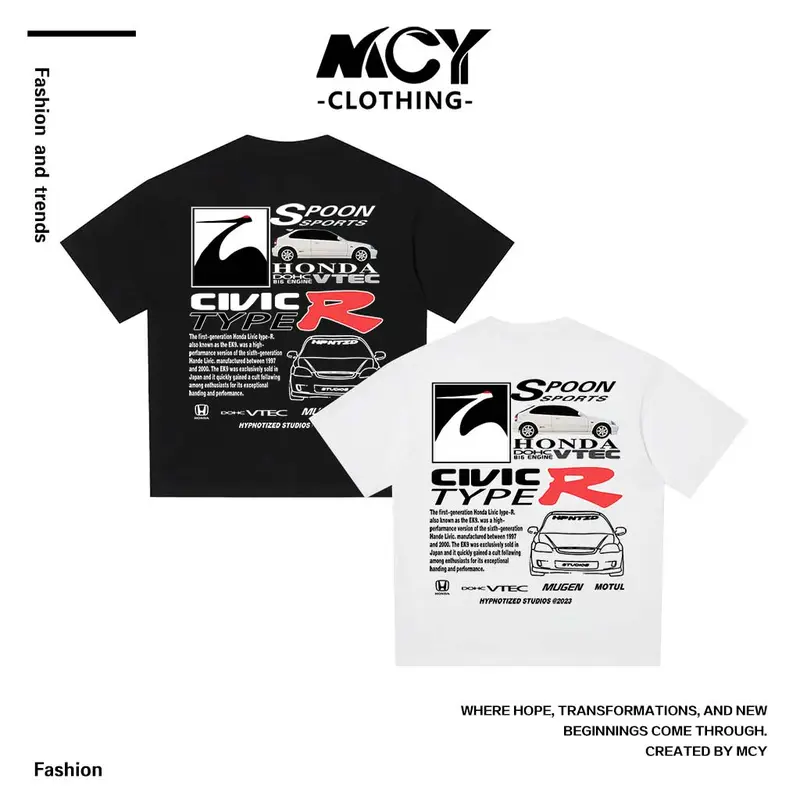 MCY-Áo thun Honda Civic EK9 Type R Cotton-T shirts Nam Menswear Cổ Tròn Unisex 0