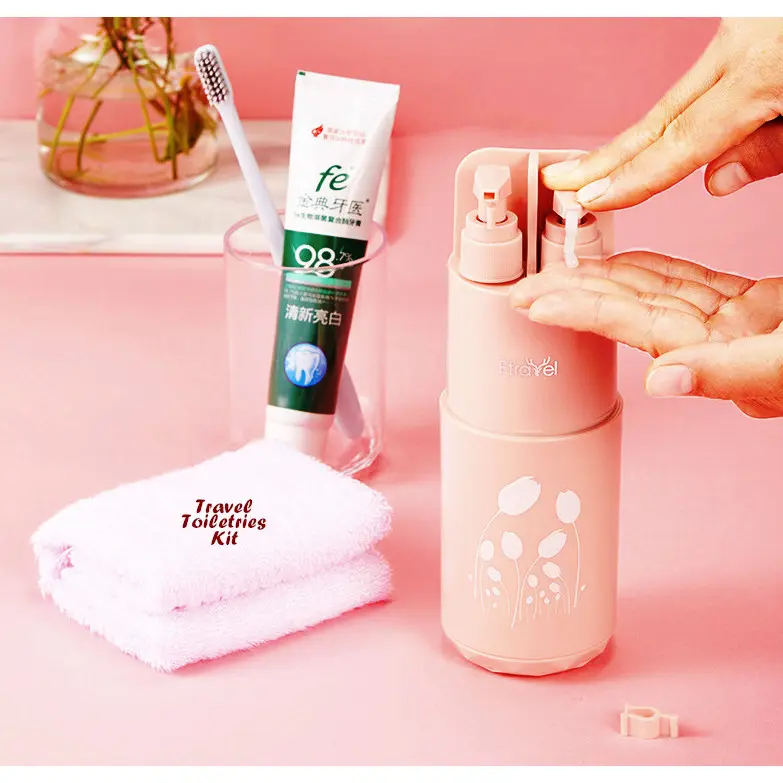 Travel Toiletries Kit 7 in 1 (Dispenser Sabun, Wadah Sikat Gigi, Tempat Handuk, Sisir, Cermin, dll) 5