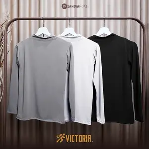 Zaneva - Inner Manset Jersey Premium Polos Lengan Panjang Baju Fit Baju Fit Tangan Hitam Slim Atasan Basic Dalaman Top Kaos Putih