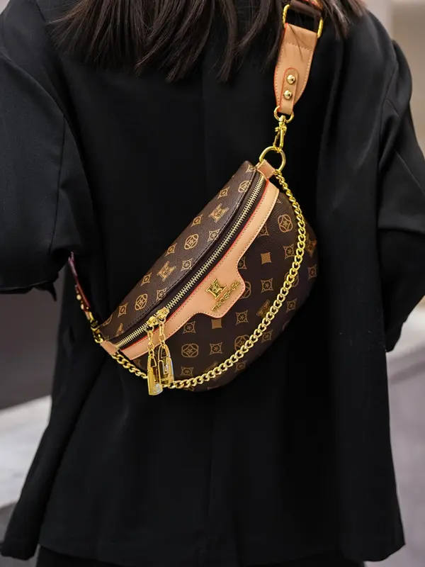 Women's Fashionable Geometric Pattern Crossbody Bag, Casual PU Leather Zipper Shoulder Bag for Daily Used, Trendy Versatile High-quality Daily Commuting Bag 8