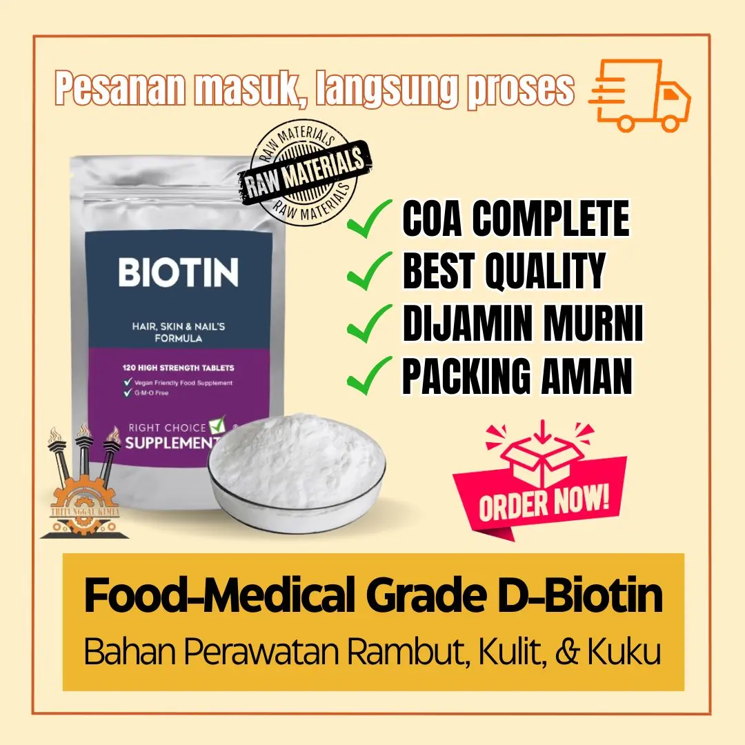 Termurah 1 gr Bubuk D-Biotin Pure Biotin Powder / Vitamin B7 Powder