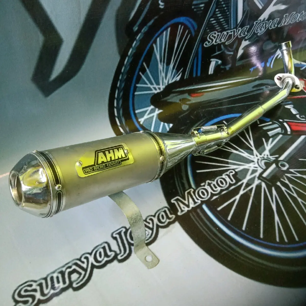 Knalpot racing AHM untuk segala jenis motor bebek/jupiter all,vega all,supra all,shogun,smash,kharisma,revo,win,c70,supra fit,kirana,grand,legenda,blade Besi