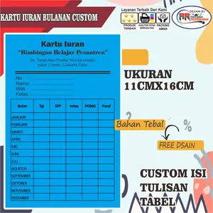CETAK KARTU IURAN SPP IURAN RT INFAQ ANGSURAN ARISAN ABSENSI IURAN NGAJI SUMBANGAN IURAN BIMBEL