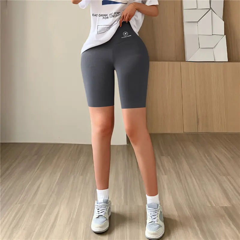 Quần Đùi Tập Yoga, Dành Cho Nữ, Mỏng, Cạp Cao, Màu Trơn độn Hông, Thích Hợp Tập Thể Dục 8
