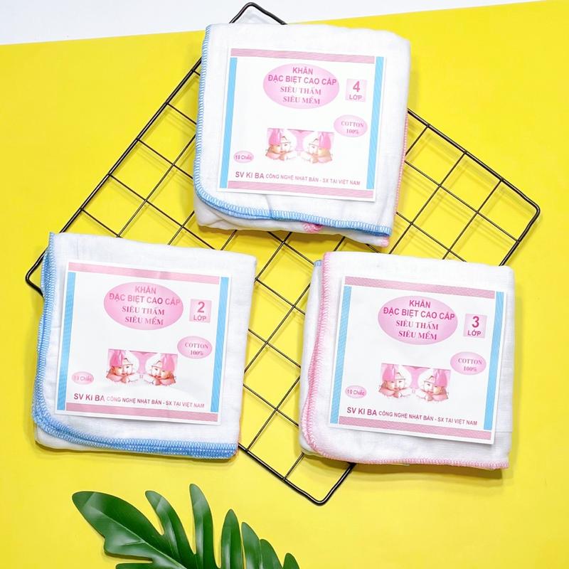 1 Sét Khăn Xô Sữa Kiba 2-3-4 Lớp Dành Cho Bé Từ Sơ Sinh - Chất Liệu Xô Mỏng Thấm Hút Tốt Cotton