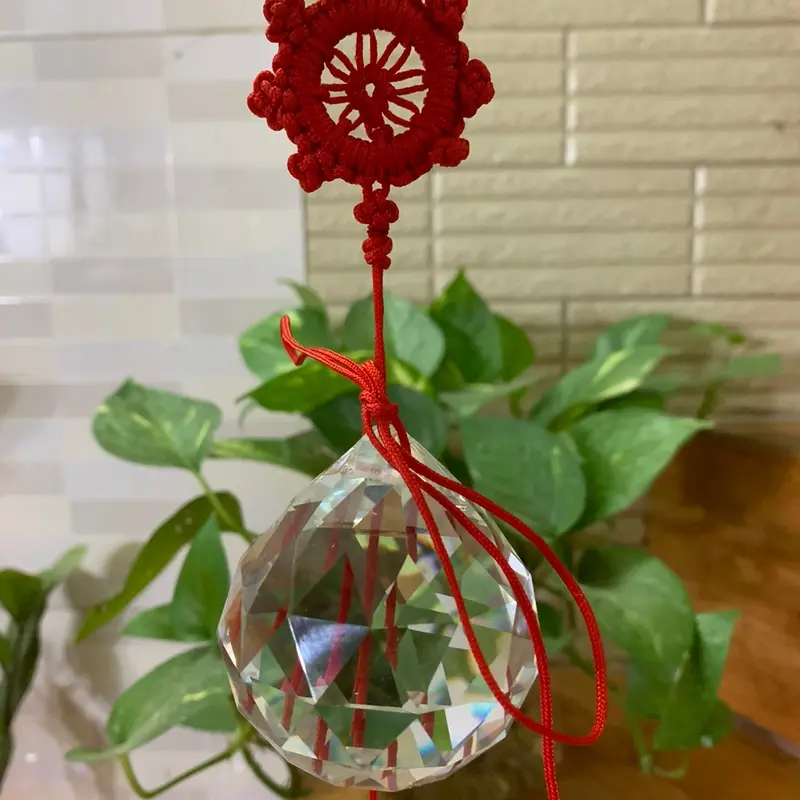 Quả Cầu Treo Thuỷ Tinh Phong Thuỷ Vát Cạnh Size 5cm, 6cm, 8cm Decor Thủy Tinh 1