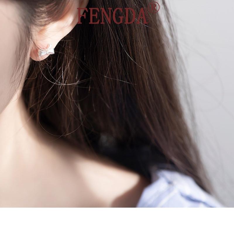 Product Introduction of Cod Bow Stud Earrings Simple Cute Cutout Earrings  MLER585 Gold 23