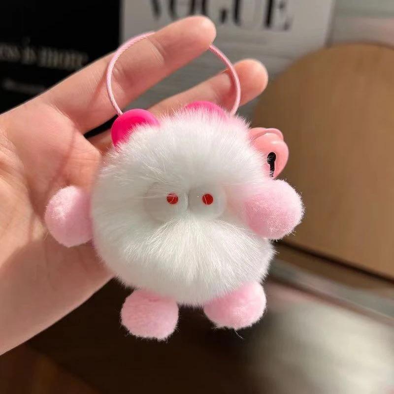 Product Introduction of Cute Fluffy Fur Pompom Keychain Soft Plush Ball Key Chain Car Key Ring Women Charm Bag Small Briquettes Pendant Jewelry 16