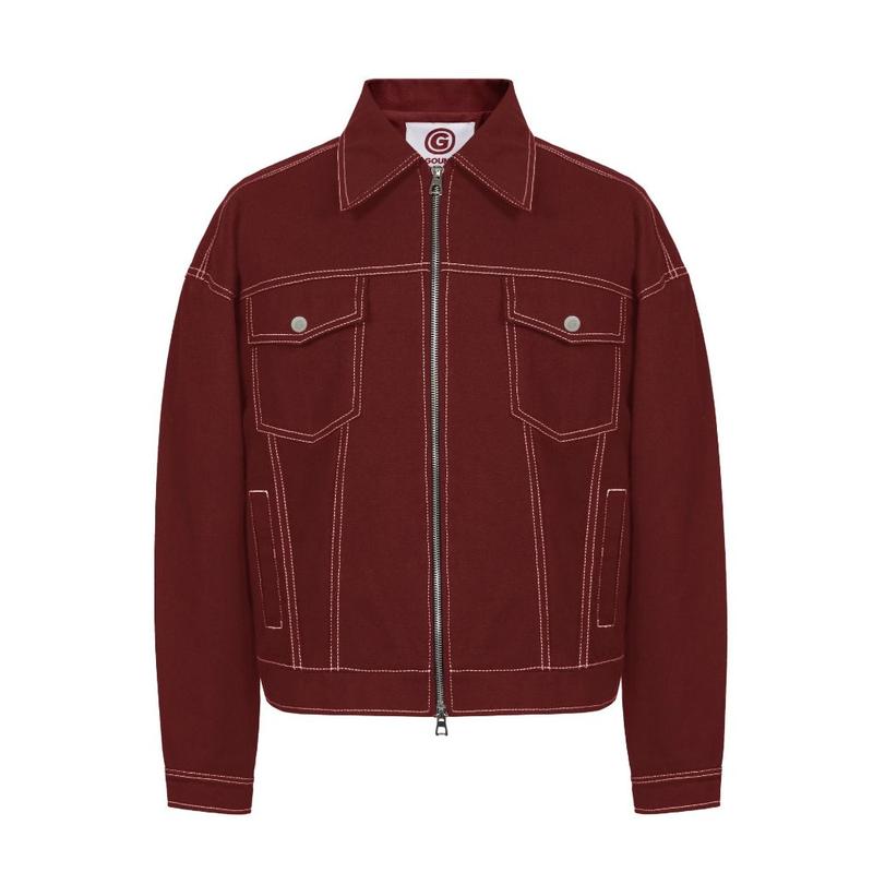 GOUNI KAKI DENIM DOUBLE ZIP JACKET VER 2 / WINE RED 1