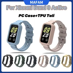 Set Tali + Casing For Xiaomi Band 9 Active - TPU Fleksibel & PC Keras, Pengganti Original