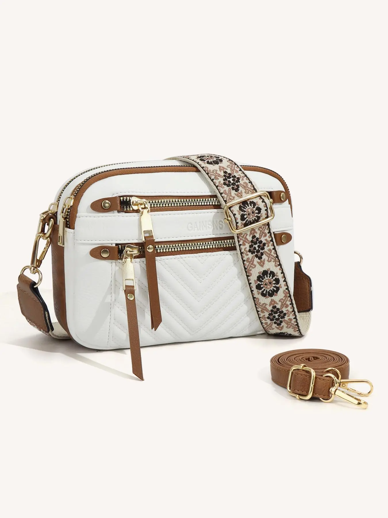 Women's Fashionable Boho Style Crossbody Bag, Casual PU Leather Zipper Shoulder Bag with Adjustable Strap for Daily Used, Trendy Versatile High-quality Daily Commuting Bag