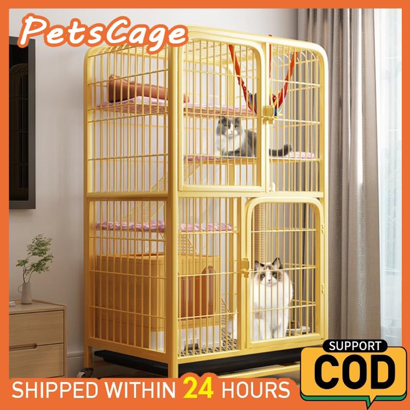 PetsCage Chuồng Mèo Lớn 4 Tầng Sắt Thoáng Khí Bền Đen Trắng Kích Thước 95x65x147CM Cho Mèo Và Chó Tiện Lợi