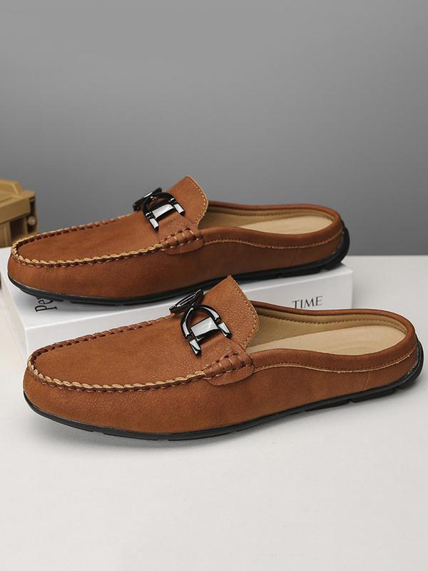 Men's Casual Solid Color Slip on Driving Shoes, Fashionable Breathable Comfortable Sports Slide, Male All-match Round Toe Shoes for Daily Wear, Boy 0
