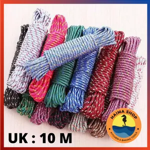 Tali Jemuran Baju 10 Meter Nylon Woven Ikat Tambang Praktis Anti Slip Super Kuat Multifungsi gantungan alat tali dinding dapur Besi Tahan Karat Pakaian Dalam Dapat disesuaikan