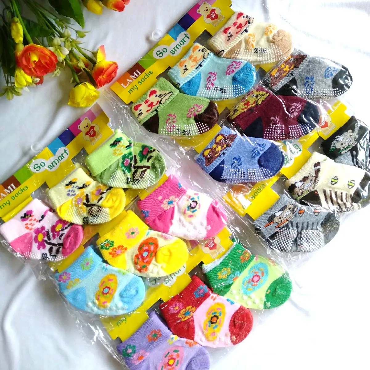 Kaos Kaki Bayi Lipat Anti Selip 1Lusin