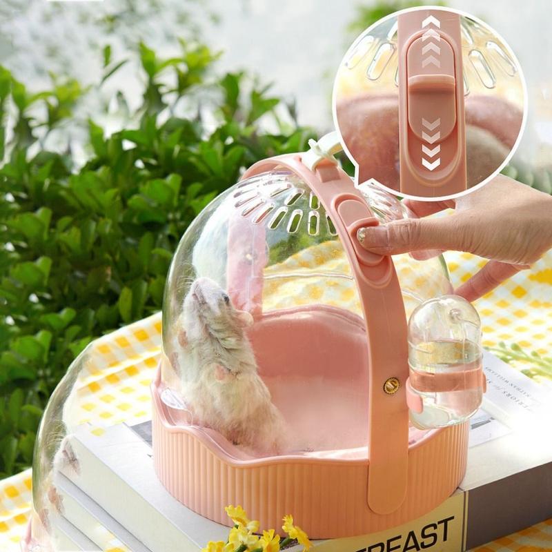 Product Introduction of Pet Outdoor Carrier Breathable Hamster Carrying Cage Clear Flip Cover with Water Bottle Hamster Carrier Plastic Hamster Travel Cage Travel 9