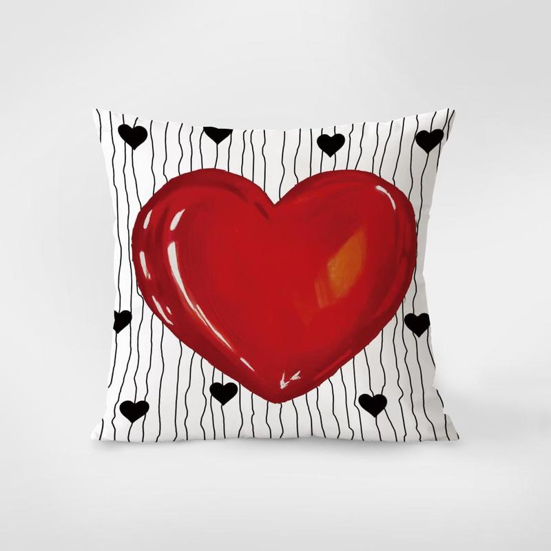 Product Introduction of Valentine's Day Themed Cushion Cover, 4 Counts/set Lovely Truck & Heart Pattern Cushion Cover without Filler, Home Decor for Living Room Bedroom 3