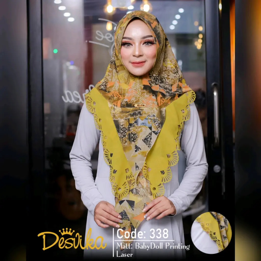 (((ORI DESVIKA))) Khimar laser DC 338 ceruty babydoll polos motif kekinian