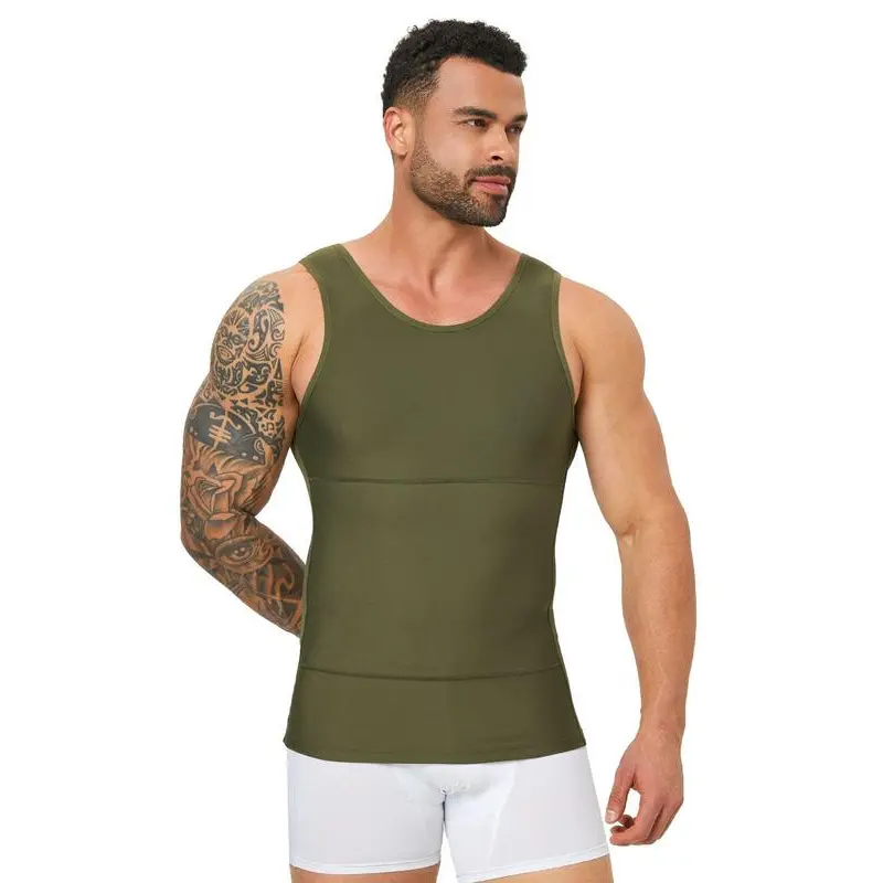 Men's Solid Color Compression Top, Tummy Control Shaper, High Stretch Shapewear Tank Top for Men, Shaper for Men, Singlet for Men Menswear Socks 5
