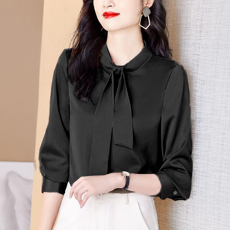 Product Introduction of áo sơ mi thắt nơ tay dài chất voan tơ nhung mềm mại Top Nữ Women Shirt áo tingoan Jean sơmi kiểutỷtỷ 21