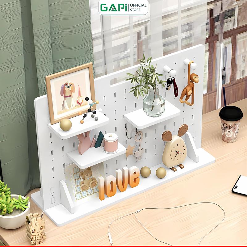  Bảng Pegboard kèm móc treo và kệ để đồ đa năng màu trắng decor bàn học bàn làm việc thương hiệu GAPI - IG417 