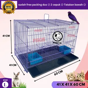 KANDANG KUCING UMBARAN BURUNG SIZE L Besar 60x41x41 FREE 2 TEMPAT MAKAN CEPUK Kandang Besi Lipat