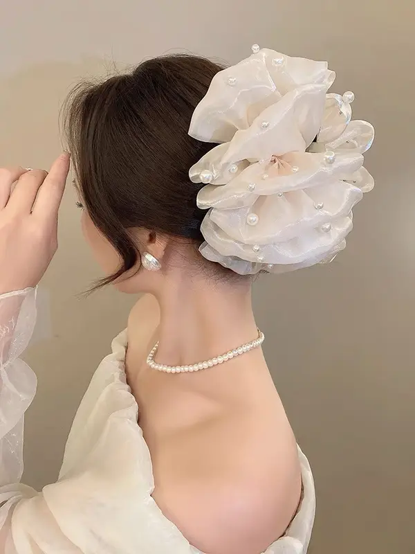 Kẹp Tóc Nơ Nhiều Lớp Đính Hạt Cho Nữ Women Cài Tóc 4