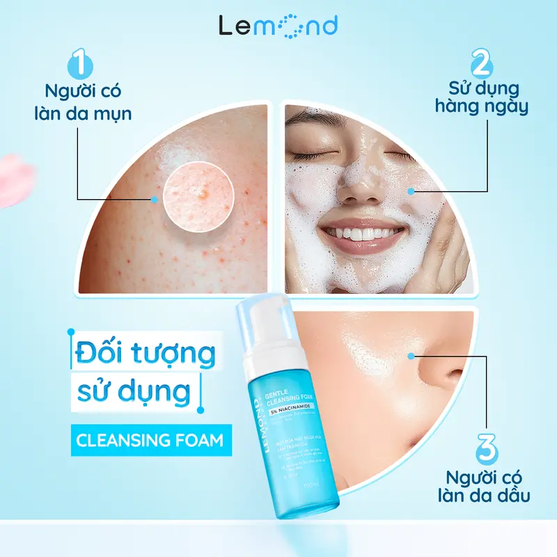 Bọt Rửa Mặt Tạo Bọt LEMOND GENTLE CLEANSING FOAM Hỗ Trợ Sáng Da, Làm Sạch Da 150ml 3
