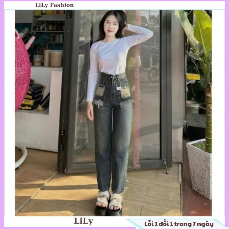 Quần baggy phối túi thêu chữ kaka chất bò đẹp form chuẩn 1