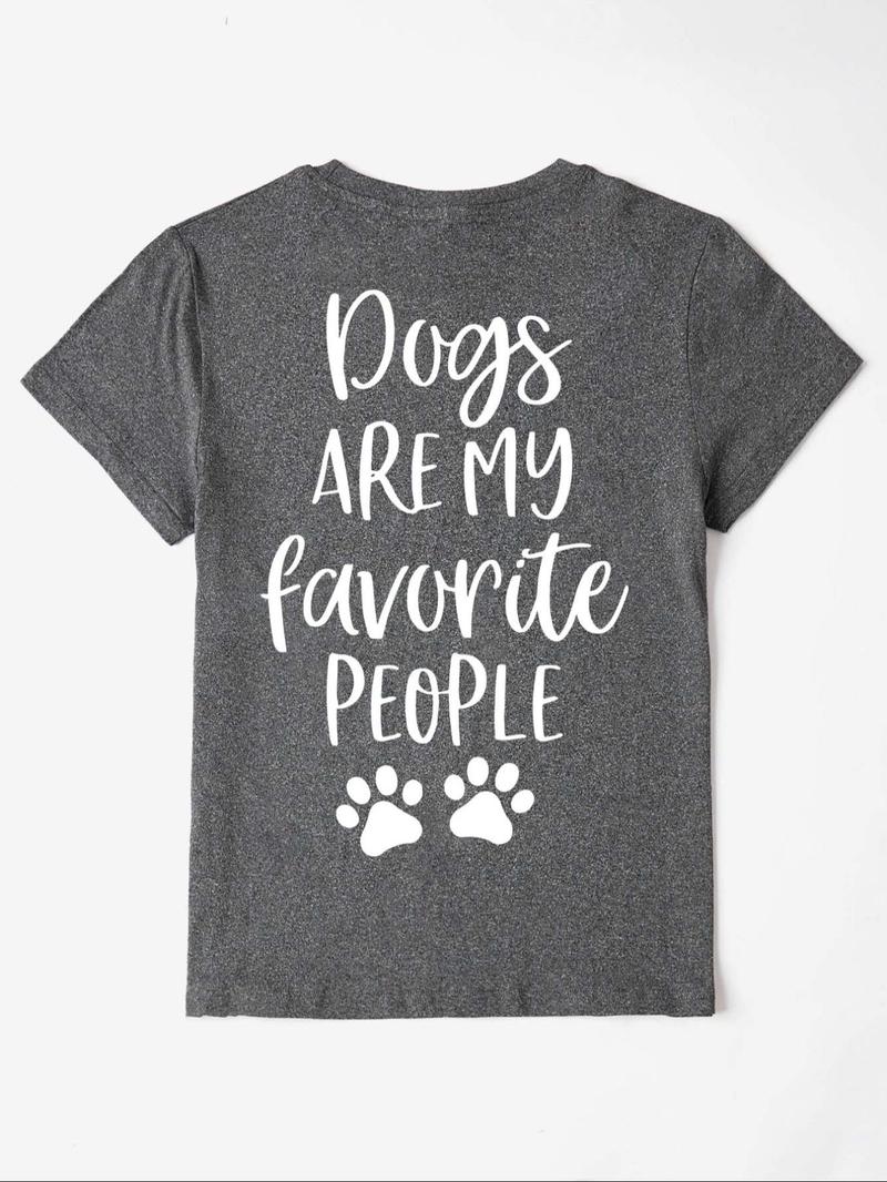 Product Introduction of Women's Letter Print Round Neck Tee, Fashion Casual Short Sleeve T-shirt, Ladies Summer Clothes for Daily Wear 4